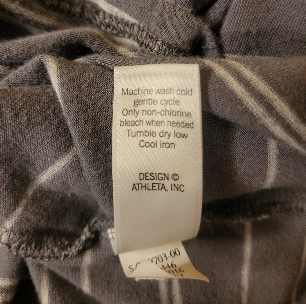 Athleta Comeback Striped Ruched Midi Length Long Sleeve Dress sz S 779703